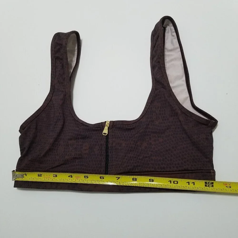 Varley Snake Print Animal Print Unlined Zip Up Sports Bra Size S